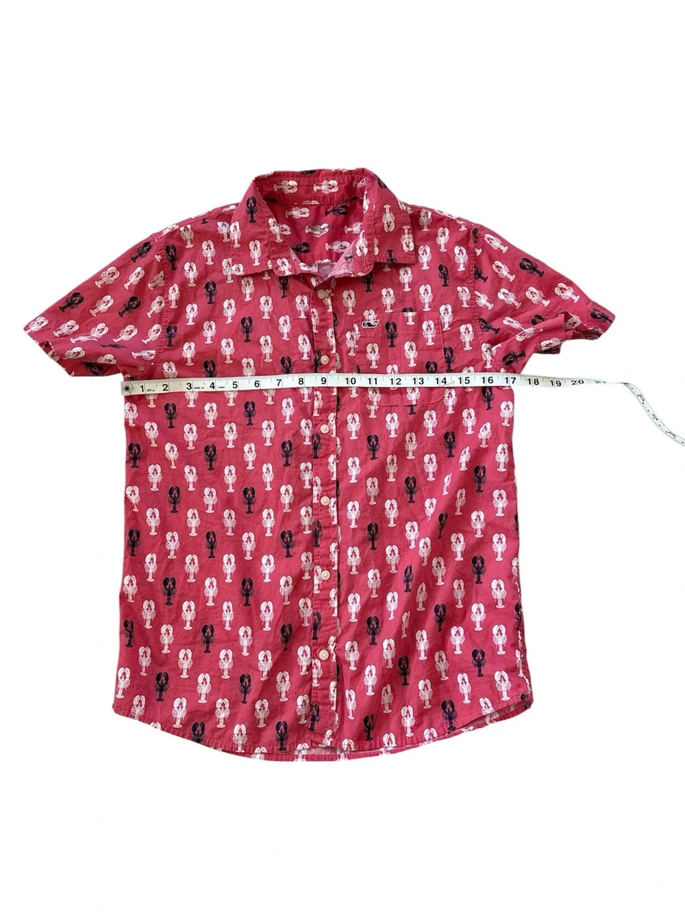 Boy’s Vineyard‎ Vines Pink Short-Sleeve Lobster Print Cotton Shirt Large